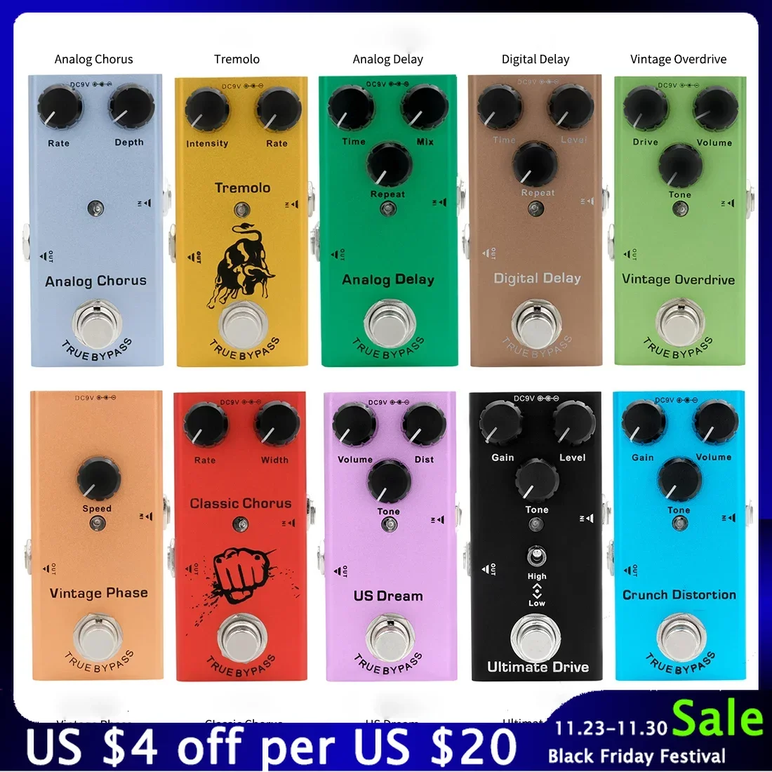 IRIN EF-01-10 Electric Guitar Effect Pedal Portable Guitar Effector Guitar Pedal Delayed Rebound DIGITAL DELAY Guitars Accessory
IRIN EF-01-10 Electric Guitar Effect Pedal Portable Guitar Effector Guitar Pedal Delayed Rebound DIGITAL DELAY Guitars Accessory