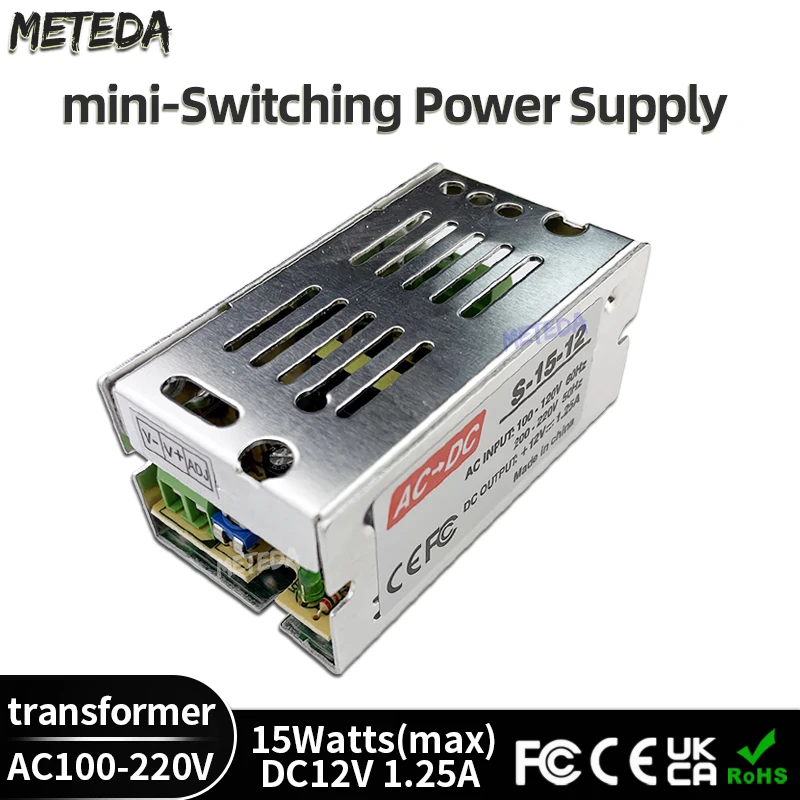 Mini Size LED Switching Power Supply 12V 1.25A 15W Lighting Transformer Power Adapter AC110V-220V to DC12V Led Driver G4 MR11
Mini Size LED Switching Power Supply 12V 1.25A 15W Lighting Transformer Power Adapter AC110V-220V to DC12V Led Driver G4 MR11
