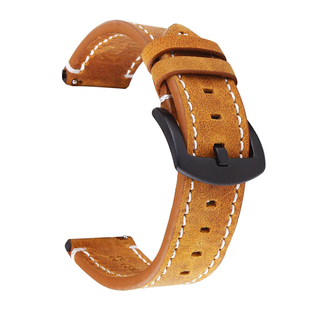 

20mm Genuine Leather Strap For Samsung Galaxy Watch4 40 44mm Watchband Watch 4 Classic 42 46mm/Active 2 Wristbands Bracelet Belt