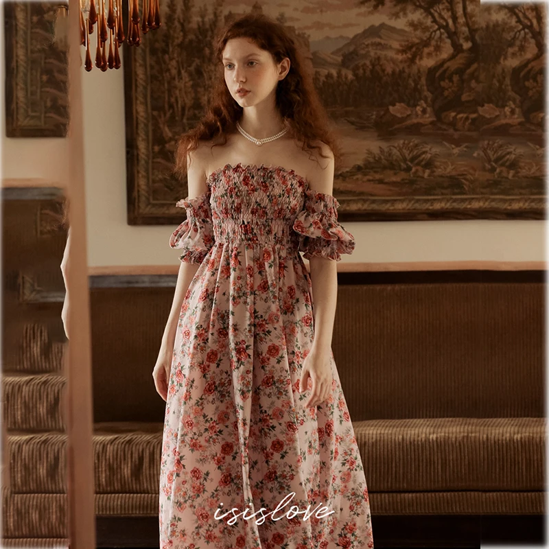 Vintage French Fairy Elegant Floral Women's Dress Party Office Lady Casual Puff Sleeve Court Princess Slim Midi Dresses Summer
Vintage French Fairy Elegant Floral Women's Dress Party Office Lady Casual Puff Sleeve Court Princess Slim Midi Dresses Summer