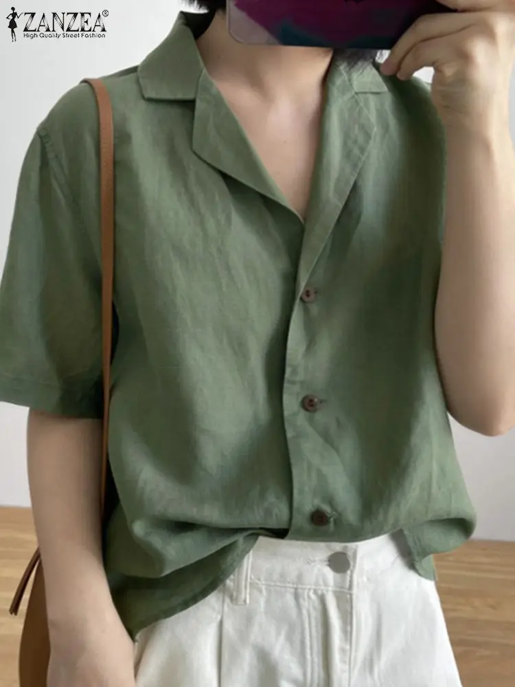 Fashion Women Short Sleeve Shirts 2022 Summer Loose Blouse ZANZEA Casual Solid Lapel Neck Tops Tess Oversized Ladies Chemise
Fashion Women Short Sleeve Shirts 2022 Summer Loose Blouse ZANZEA Casual Solid Lapel Neck Tops Tess Oversized Ladies Chemise