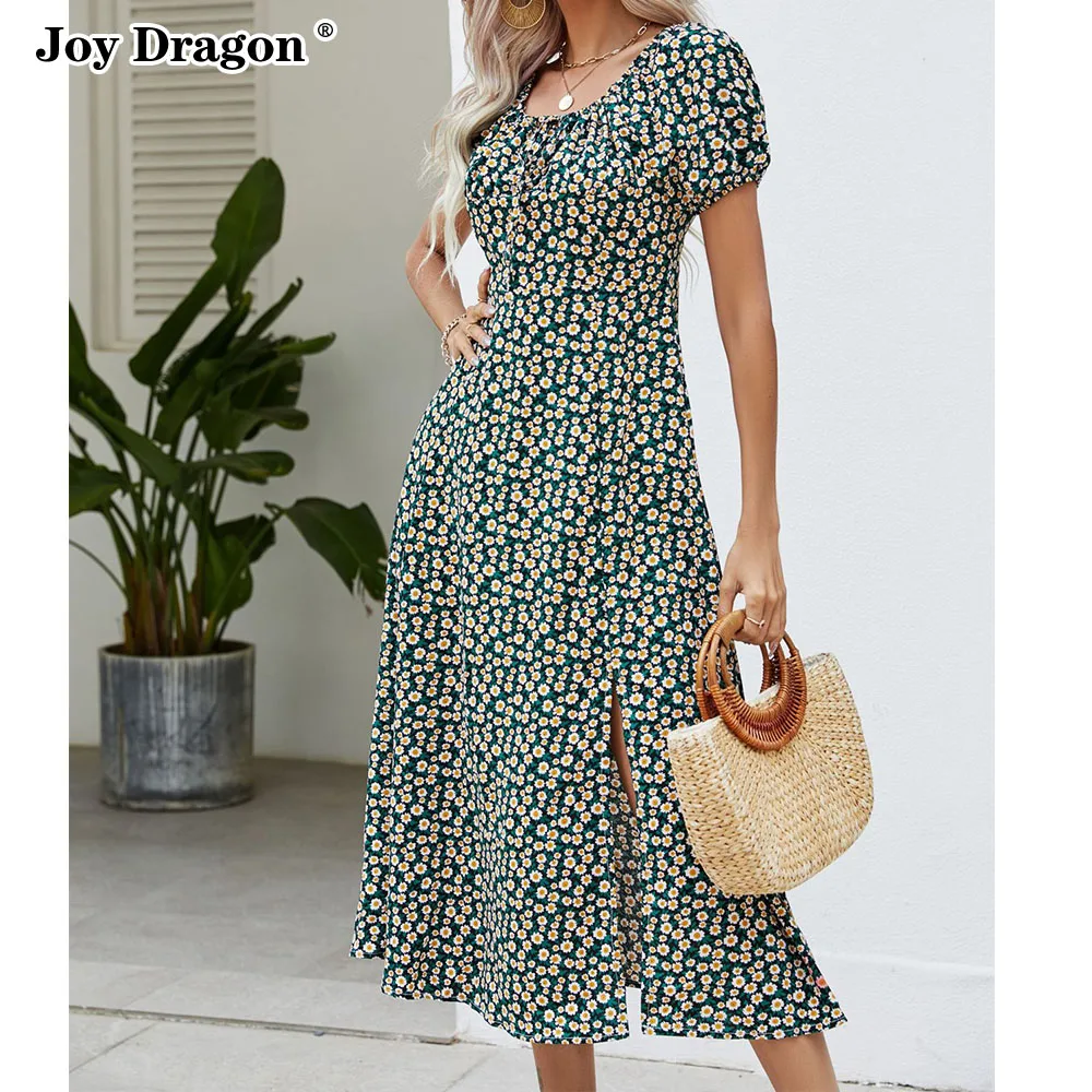 2023 New Women Square Neck Bubble Sleeve Floral Dress Slim Fit Split Short Sleeved Beach Party Elegant Midi Skirt Clothing Basic
2023 New Women Square Neck Bubble Sleeve Floral Dress Slim Fit Split Short Sleeved Beach Party Elegant Midi Skirt Clothing Basic