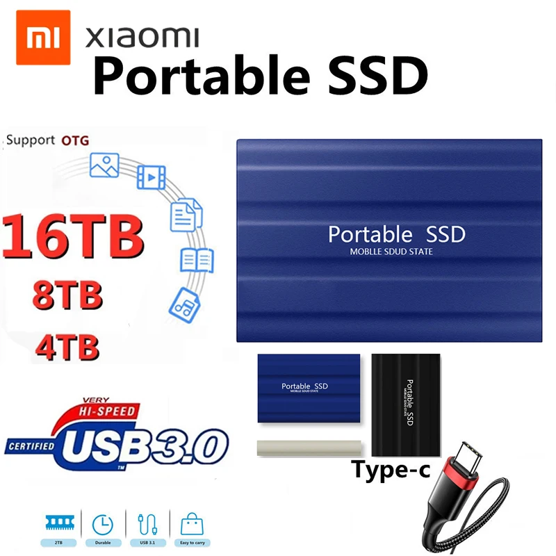 Xiaomi 100% Original SSD High-speed Mobile Solid State Drives USB3.1 Type-C Hard Disks 16TB 8TB SSD for Laptops PS4/5 Xbox
Xiaomi 100% Original SSD High-speed Mobile Solid State Drives USB3.1 Type-C Hard Disks 16TB 8TB SSD for Laptops PS4/5 Xbox