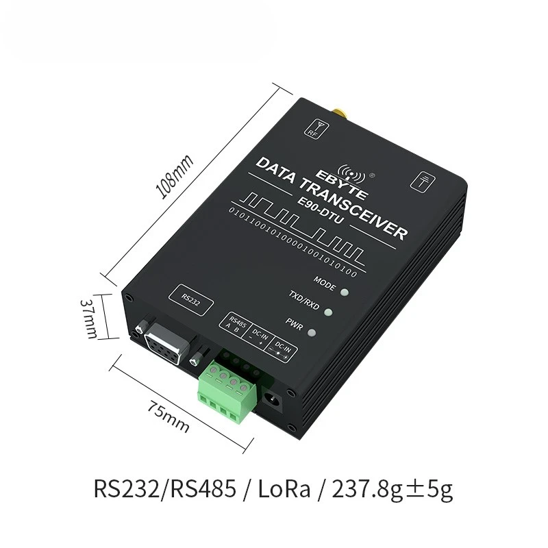 LoRa Module SX1262 SX1268 433MHz Wireless Data Transceiver 1W 10km Long Range RSSI LBT CE FCC RoHs Modem E90-DTU(400SL30P)
LoRa Module SX1262 SX1268 433MHz Wireless Data Transceiver 1W 10km Long Range RSSI LBT CE FCC RoHs Modem E90-DTU(400SL30P)