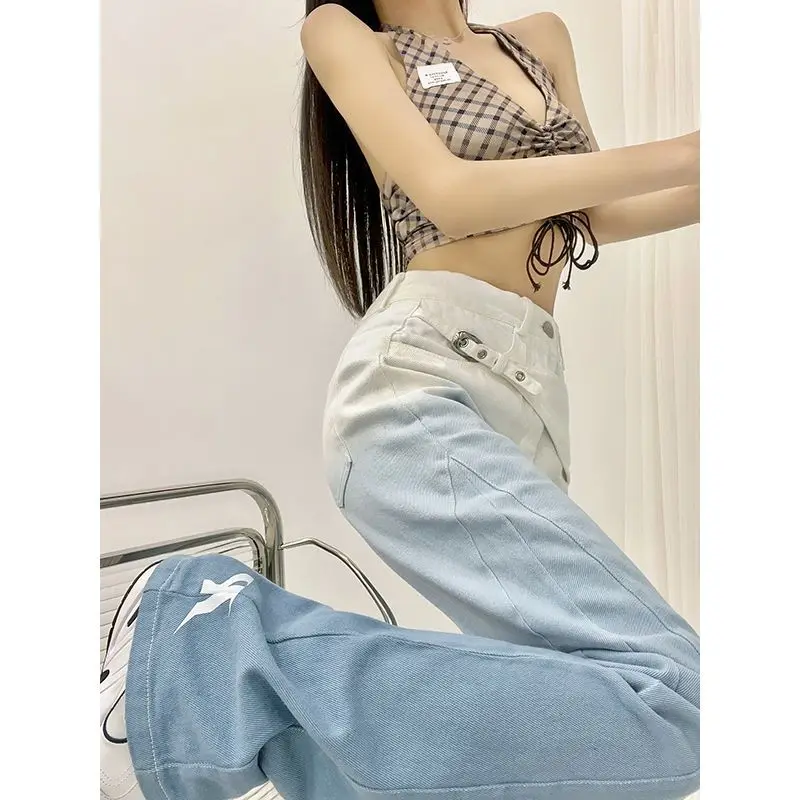 Женские джинсы Harajuku с высокой талией, светло-голубые хлопковые джинсовые брюки полной длины с широкими штанинами, модная винтажная уличная ... 
Женские джинсы Harajuku с высокой талией, светло-голубые хлопковые джинсовые брюки полной длины с широкими штанинами, модная винтажная уличная ...