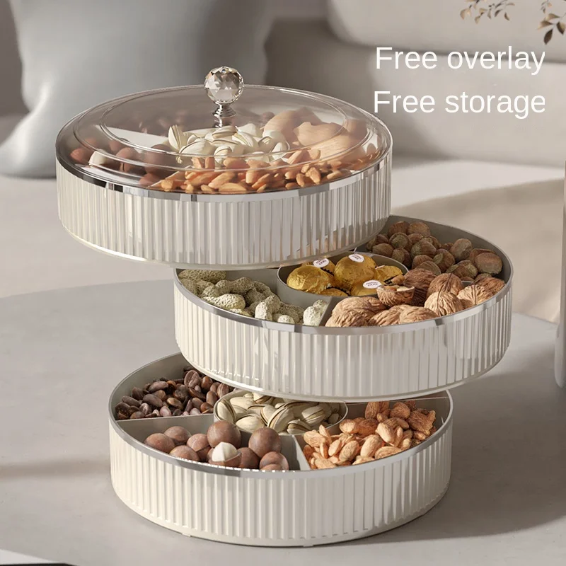 Multi-Layered Grid Fruit Plate With Lid Rotating Sealed Home Living Room Coffee Table Snack Storage Candy Box 
Multi-Layered Grid Fruit Plate With Lid Rotating Sealed Home Living Room Coffee Table Snack Storage Candy Box