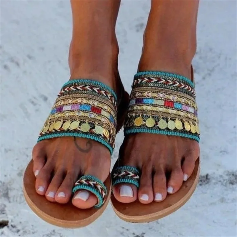 Summer Women's Slippers European And American National Style Open Toe Flat Sandals Bohemian Sandals Simple Daily Beach Shoes
Summer Women's Slippers European And American National Style Open Toe Flat Sandals Bohemian Sandals Simple Daily Beach Shoes