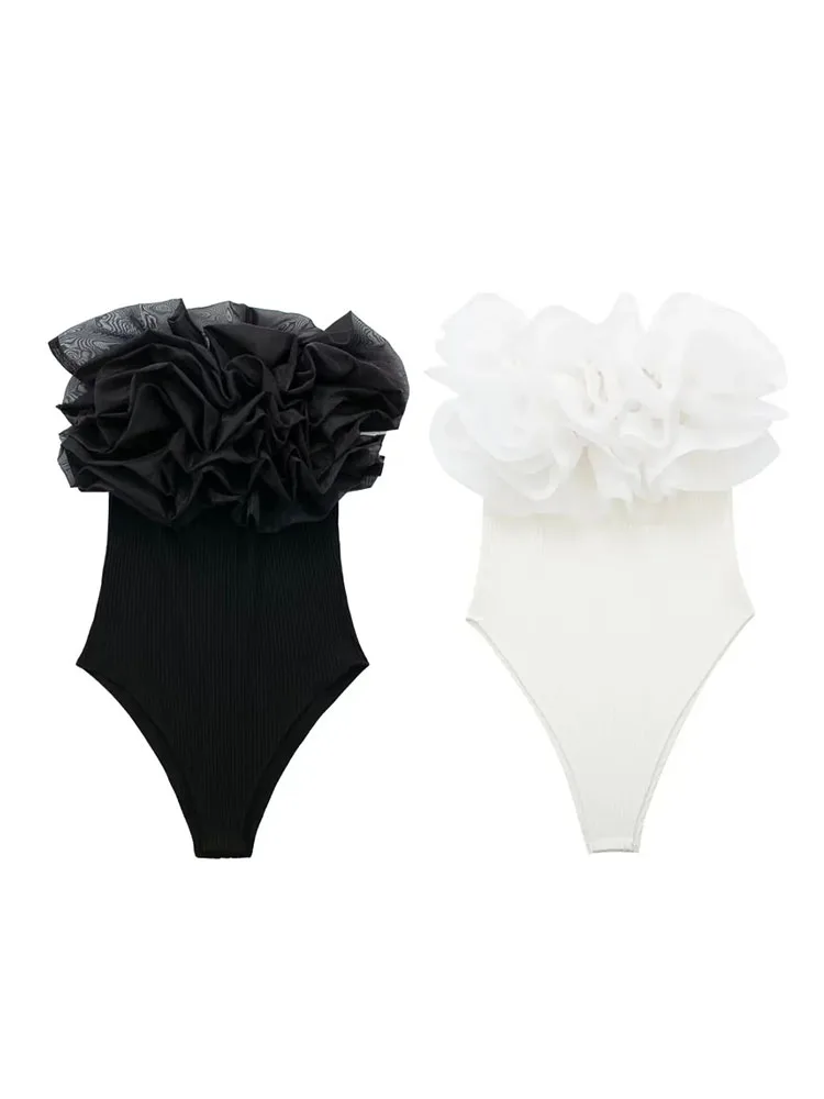 Женское боди из органзы, без рукавов, с открытой спиной 
Женское боди из органзы, без рукавов, с открытой спиной