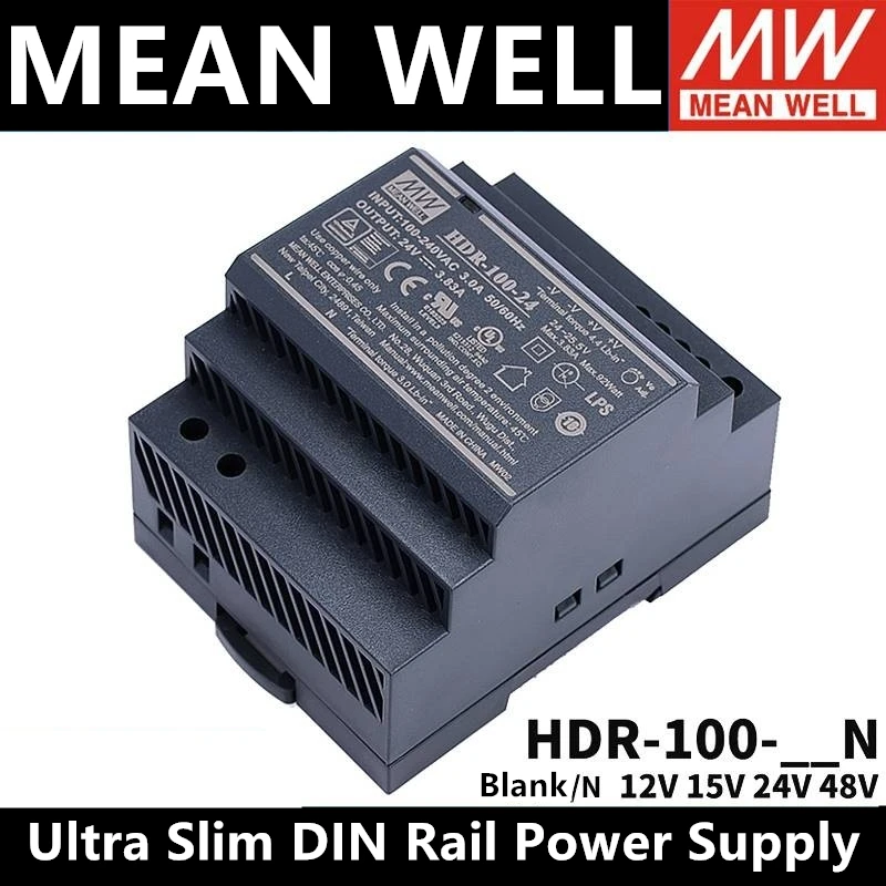 MEAN WELL HDR-100-12 HDR-100-15 HDR-100-24 HDR-100-48 Single Output DIN Rail Power Supply HDR-100-12N HDR-100-24N HDR-100-48N
MEAN WELL HDR-100-12 HDR-100-15 HDR-100-24 HDR-100-48 Single Output DIN Rail Power Supply HDR-100-12N HDR-100-24N HDR-100-48N