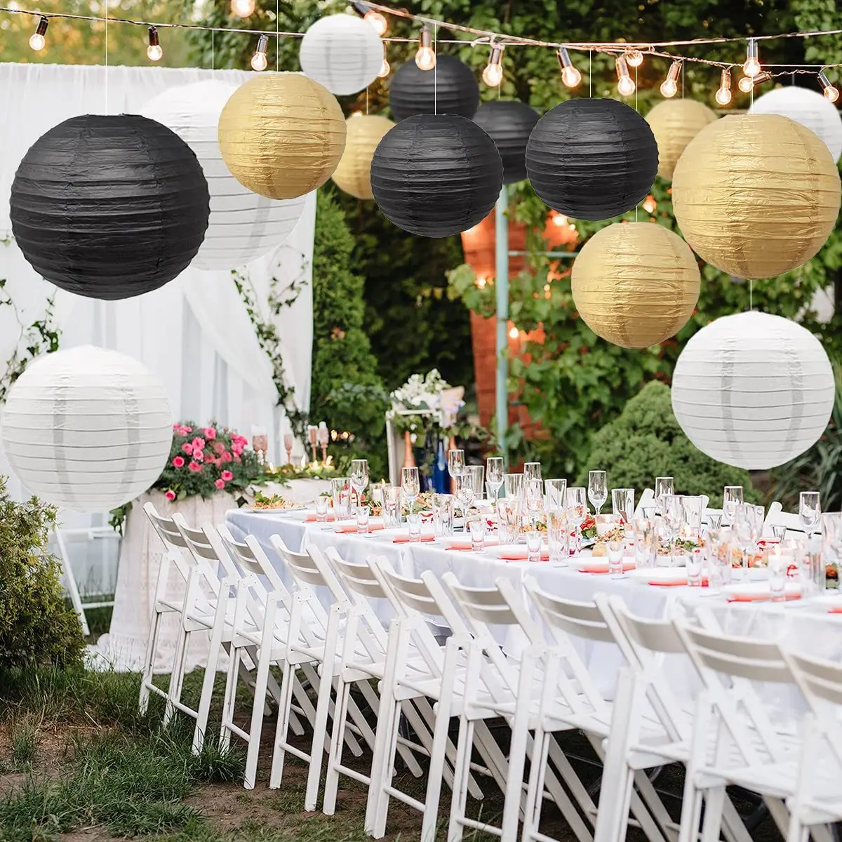 10 Pcs/set 6"-14" White Black Chinese Paper Lanterns Assorted Sizes Round paper lamp Wedding Vintage Party Hanging Decor
10 Pcs/set 6"-14" White Black Chinese Paper Lanterns Assorted Sizes Round paper lamp Wedding Vintage Party Hanging Decor