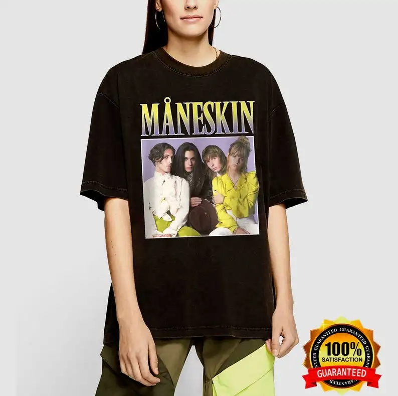 2021 Men/Women's Summer Black Street Fashion Hip Hop Maneskin Rock Band Alternative Rock T-shirt Cotton Tees Short Sleeve Tops