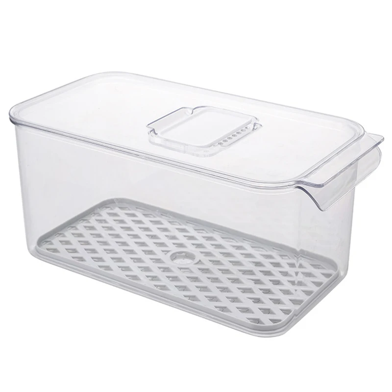 2Pcs Refrigerator Storage Box Clear Fruit Vegetable Drain Containers with Lid Kitchen Fridge Organizer Gray Bottom
2Pcs Refrigerator Storage Box Clear Fruit Vegetable Drain Containers with Lid Kitchen Fridge Organizer Gray Bottom