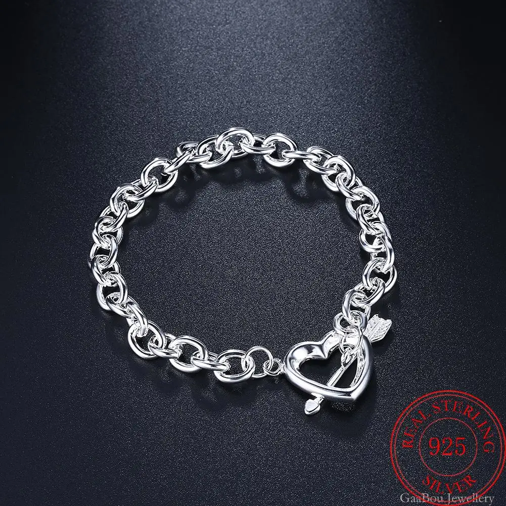 925 Sterling Silver Jewelry heart LOVE Bracelets Bangles Woman Geometry Lucky Chain Line Wedding Engaged Party Christmas
925 Sterling Silver Jewelry heart LOVE Bracelets Bangles Woman Geometry Lucky Chain Line Wedding Engaged Party Christmas