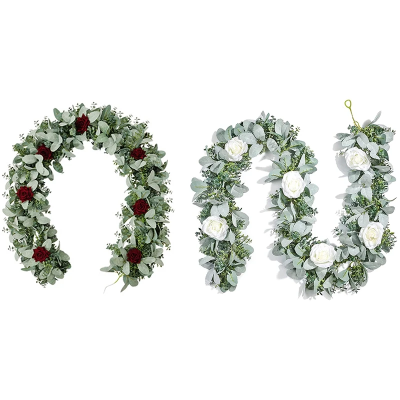 6.7Ft Eucalyptus Garland With Flowers, Lambs Ear Greenery White Roses Fake Vines For Wedding Table Mantle
6.7Ft Eucalyptus Garland With Flowers, Lambs Ear Greenery White Roses Fake Vines For Wedding Table Mantle