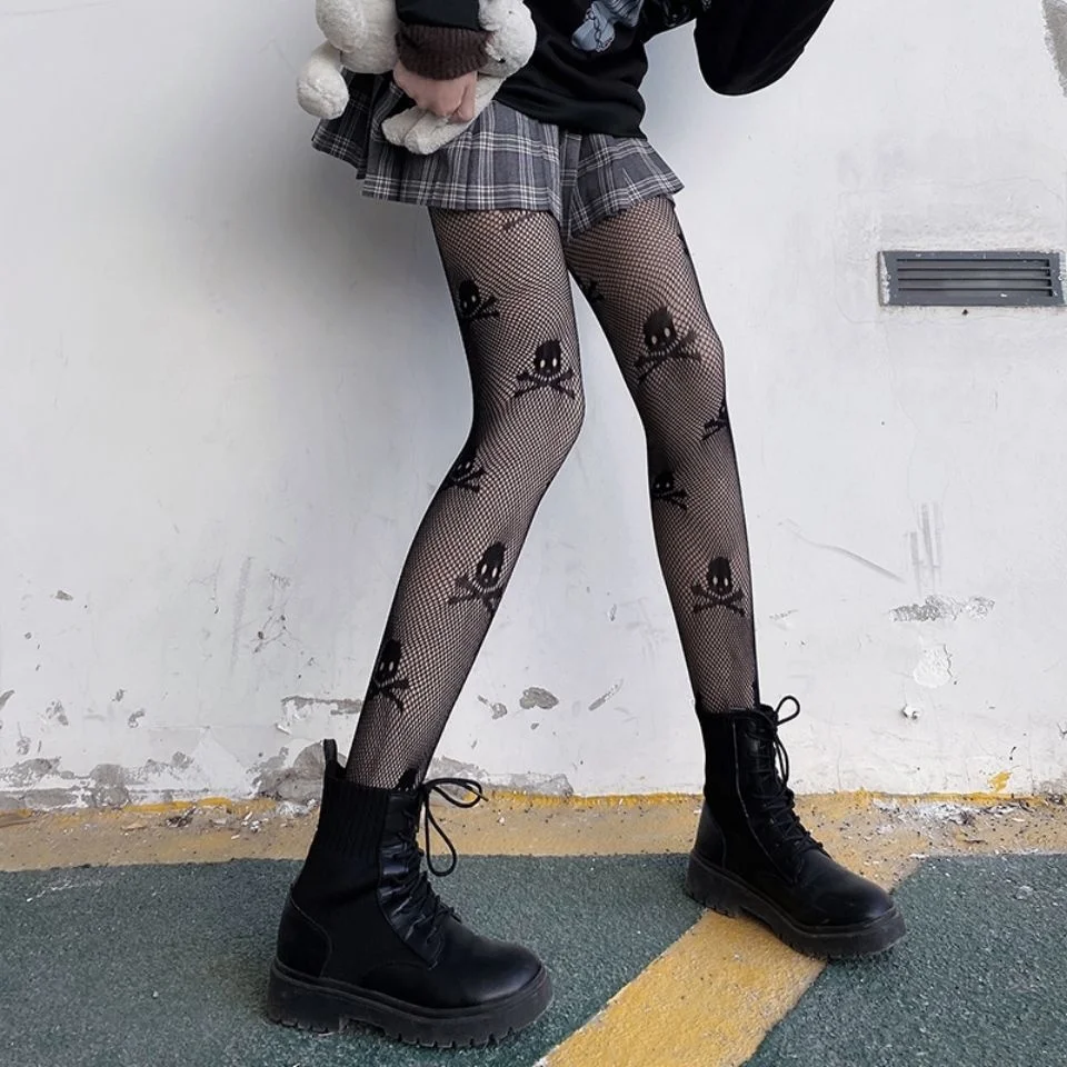 

Styles Sexy 24 Tights Women Skull Mystery Thigh High Waist Stockings Gothic JK Lolita Mesh Nets Fishnet Pantyhose Ladies Gifts