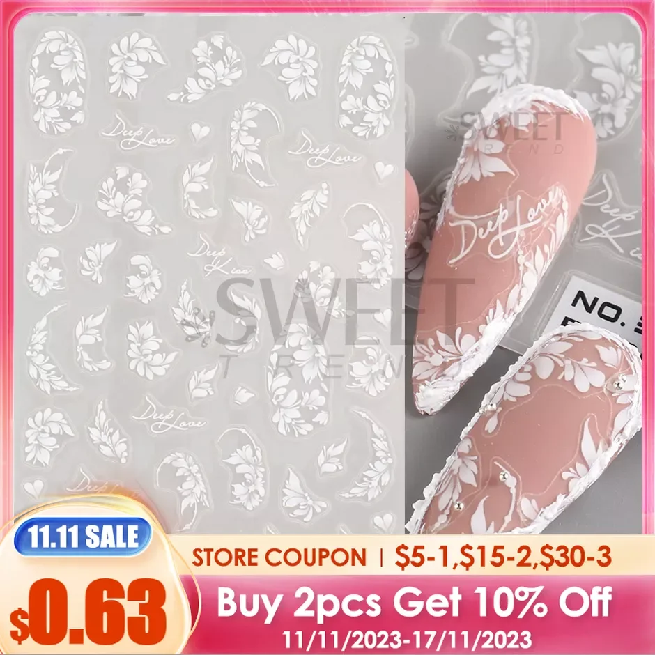3D Flowers Lace Stickers for Nails Wedding Bride Charms Nail Art Decoration Slider Acrylic White Lines Design Manicure Tool SANO
3D Flowers Lace Stickers for Nails Wedding Bride Charms Nail Art Decoration Slider Acrylic White Lines Design Manicure Tool SANO