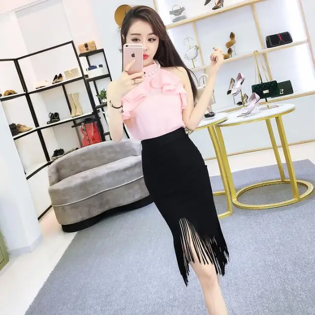 2022 Women's Summer New Skirt Suits Female Chiffon Sleeveless Tops + Slim Package Hip Skirts Ladies Sexy Two-piece Suits P80
2022 Women's Summer New Skirt Suits Female Chiffon Sleeveless Tops + Slim Package Hip Skirts Ladies Sexy Two-piece Suits P80