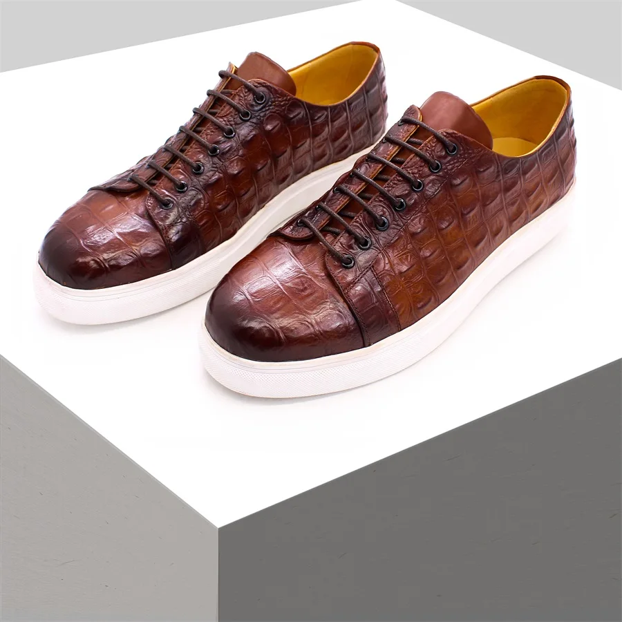 Men's Casual Leather Shoes Brown Crocodile Pattern Men's Shoes Lace-up Luxury Handmade Flat Shoes Men's Daily Dating Party Shoes
Men's Casual Leather Shoes Brown Crocodile Pattern Men's Shoes Lace-up Luxury Handmade Flat Shoes Men's Daily Dating Party Shoes