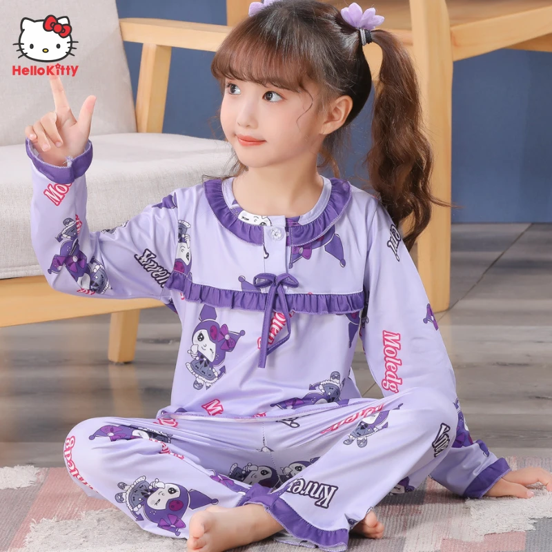 Kawaii Sanrio Hello Kitty Kuromi Children Long-sleeved Pajamas Anime Cinnamoroll Summer Girls Princess Style Thin Pajamas Gift
Kawaii Sanrio Hello Kitty Kuromi Children Long-sleeved Pajamas Anime Cinnamoroll Summer Girls Princess Style Thin Pajamas Gift