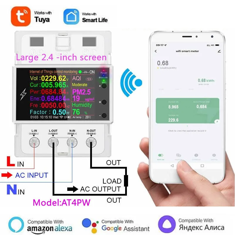100A Tuya WIFI Din Rail Smart Switch Remote Control Energy Power Meter AC 220V 110V Voltmeter Ammeter Kwh Frequency Factor Meter
100A Tuya WIFI Din Rail Smart Switch Remote Control Energy Power Meter AC 220V 110V Voltmeter Ammeter Kwh Frequency Factor Meter
