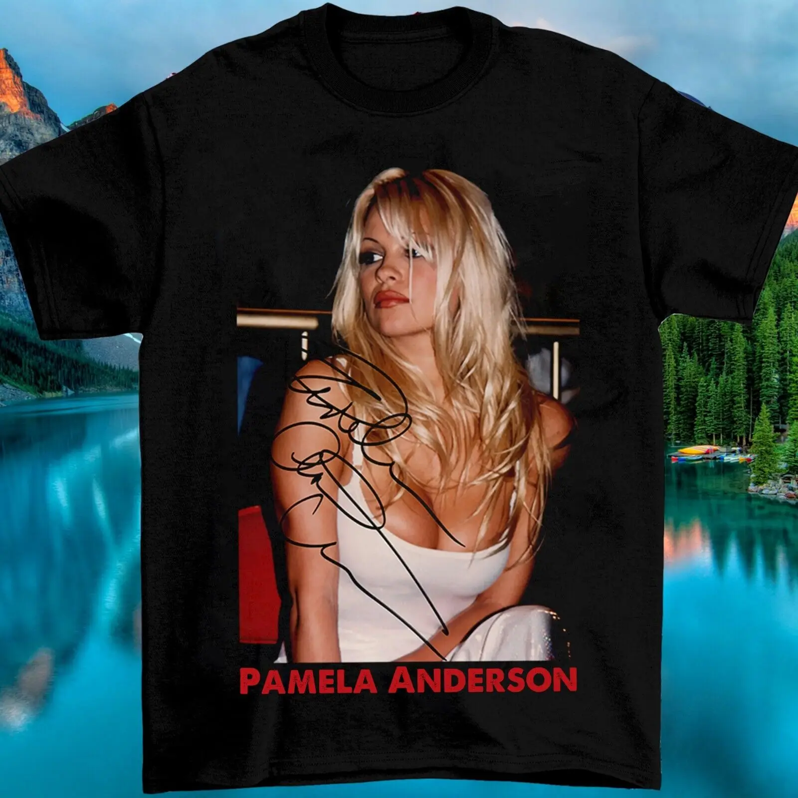 Лидер продаж Pamela Anderson Beauty подписанная для фанатов Мужская футболка всех размеров