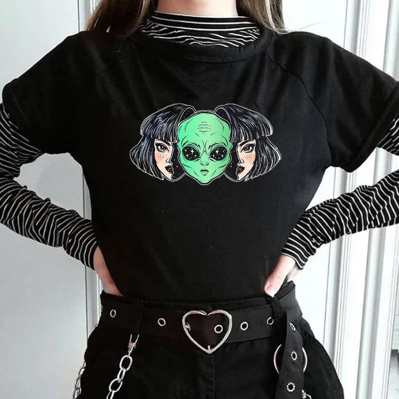 Summer Gothic Round Neck Short Sleeve T-shirt Retro Funny Alien Print Soft Casual Simple Top Loose Plus Size Women's Clothing
Summer Gothic Round Neck Short Sleeve T-shirt Retro Funny Alien Print Soft Casual Simple Top Loose Plus Size Women's Clothing