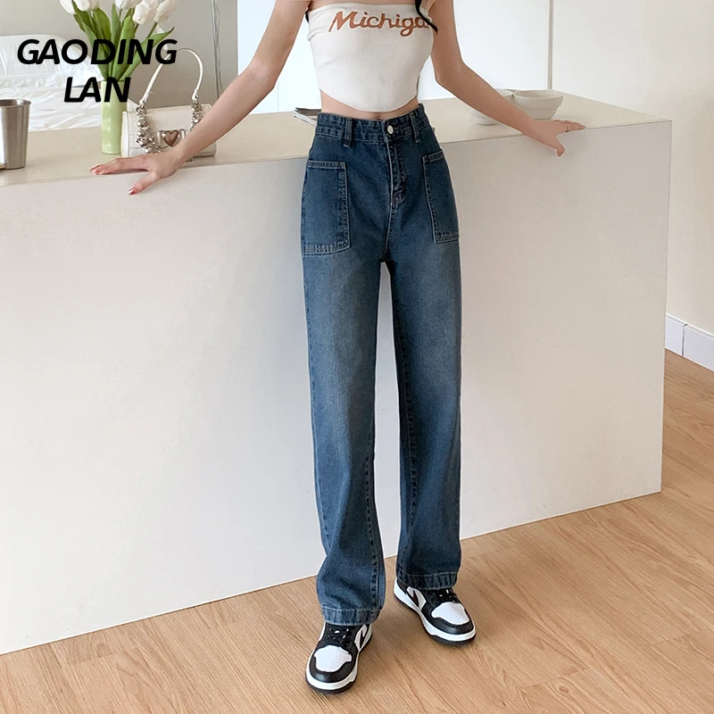 GAODINGLAN Summer Vintage Slim Fit Women Straight Jeans High Waist Blue Denim Trousers Big Pocket Loose Wide Leg Pants Female
GAODINGLAN Summer Vintage Slim Fit Women Straight Jeans High Waist Blue Denim Trousers Big Pocket Loose Wide Leg Pants Female