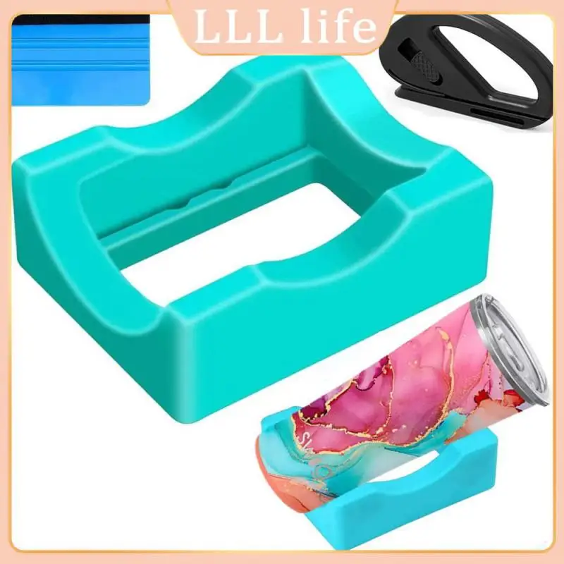 

Safe Non-toxic Non Slip Holders Lake Blue Silicone Cup Cradle Saving Space Built-in Slot Cup Coaster Household Gadgets Odorless