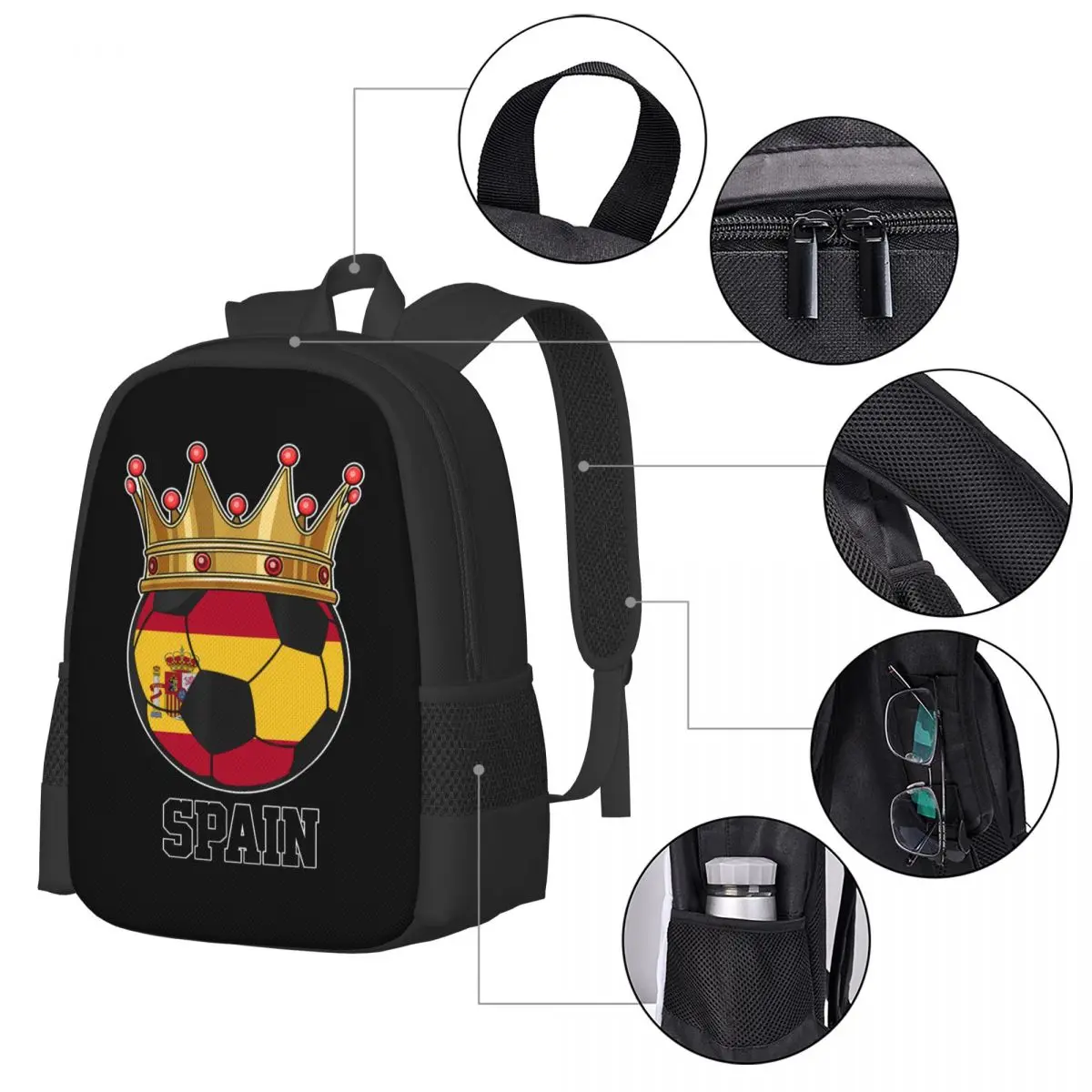 Spain Soccer King Backpack Middle School Student Schoolbag Casual Back Pack Travel Bag Unisex Backpack
Spain Soccer King Backpack Middle School Student Schoolbag Casual Back Pack Travel Bag Unisex Backpack