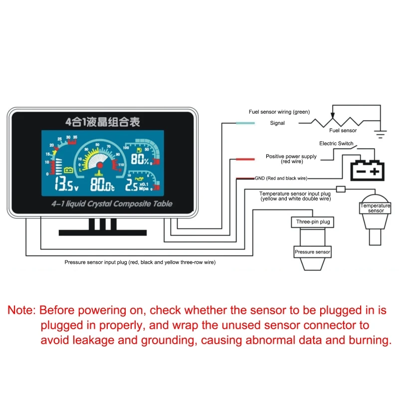 4 in 1 LCD Car Digital ALARM Gauge Voltmeter Oil Pressure Fuel Water Temp 12-24V R7UA
4 in 1 LCD Car Digital ALARM Gauge Voltmeter Oil Pressure Fuel Water Temp 12-24V R7UA