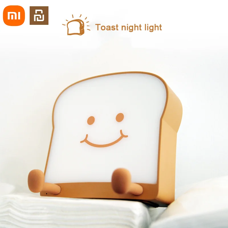 

Xiaomi Cute Night Light Cartoon Toast Bread Led Lamp Mobile Phone Holder Bedroom Bedside Silicone USB Atmosphere Light Gifts