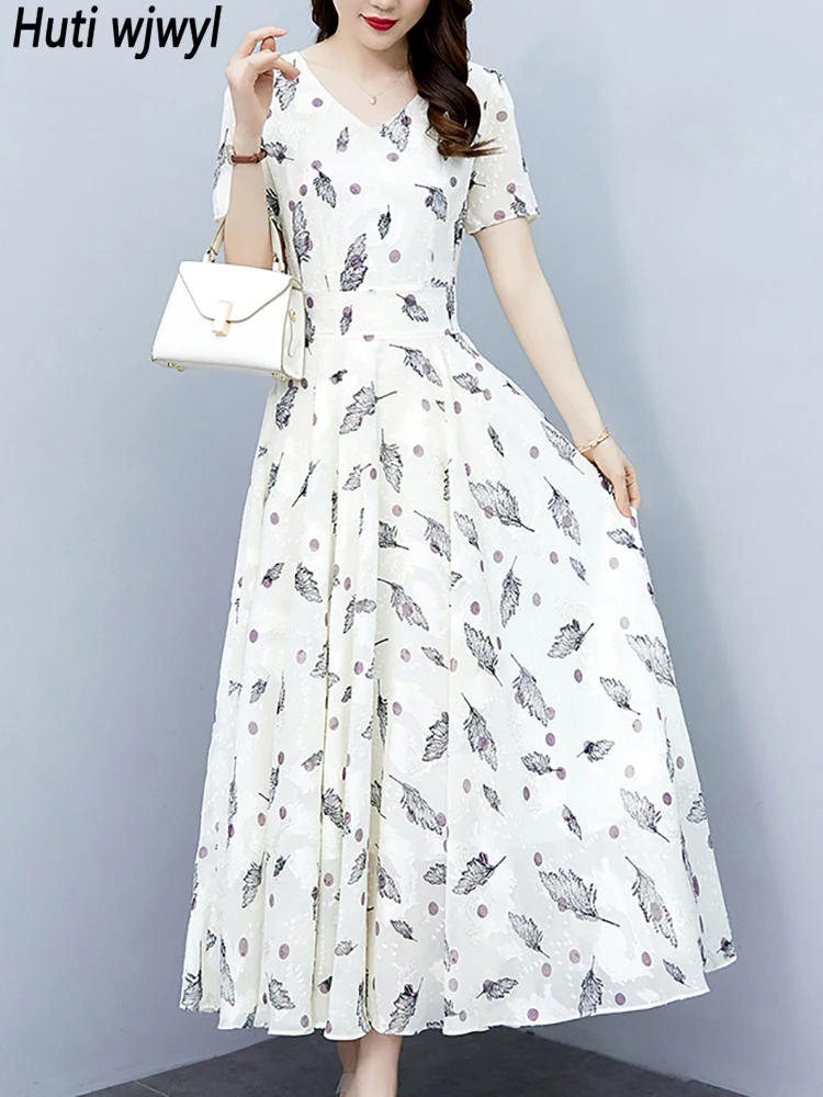 

Женское длинное жаккардовое платье, белое шифоновое платье для выпускного вечера, повседневное облегающее платье-макси для лета, 2023