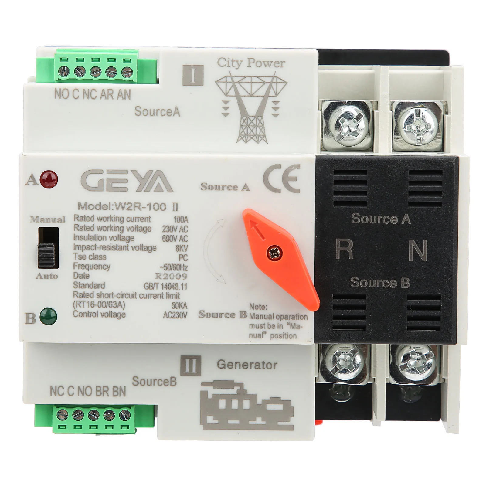 W2R-100 Dual Power Automatic Transfer Switch 2P 100A 50Hz Power Transfer Switch dual-power dual-power
W2R-100 Dual Power Automatic Transfer Switch 2P 100A 50Hz Power Transfer Switch dual-power dual-power