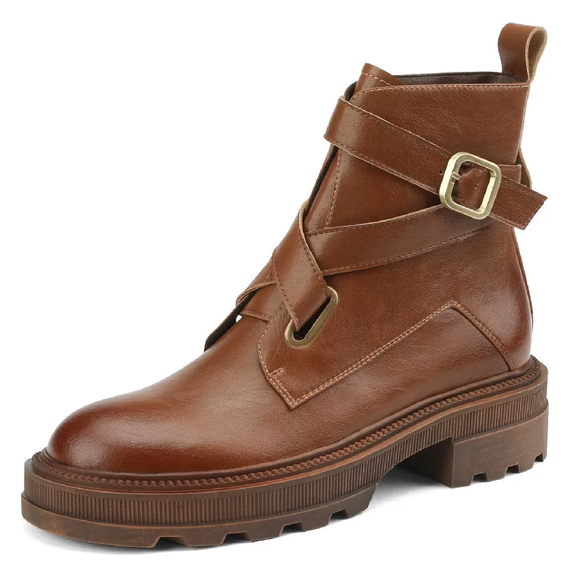 Dilalula Women Ankle Boots Retro Cross-Tied Metal Buckle Genuine Leather Thick Heels Working Casual Shoes Woman Autumn Winter
Dilalula Women Ankle Boots Retro Cross-Tied Metal Buckle Genuine Leather Thick Heels Working Casual Shoes Woman Autumn Winter