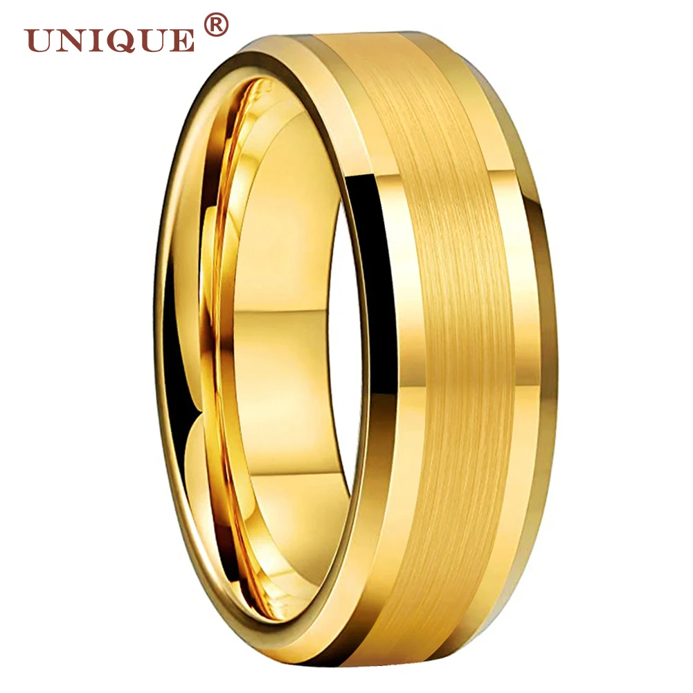 Unique Jewel 6mm 8mm Gold Tungsten Carbide Rings Dropshipping Wedding Engagement Band Center Brushed and Polished Comfort Fit
Unique Jewel 6mm 8mm Gold Tungsten Carbide Rings Dropshipping Wedding Engagement Band Center Brushed and Polished Comfort Fit