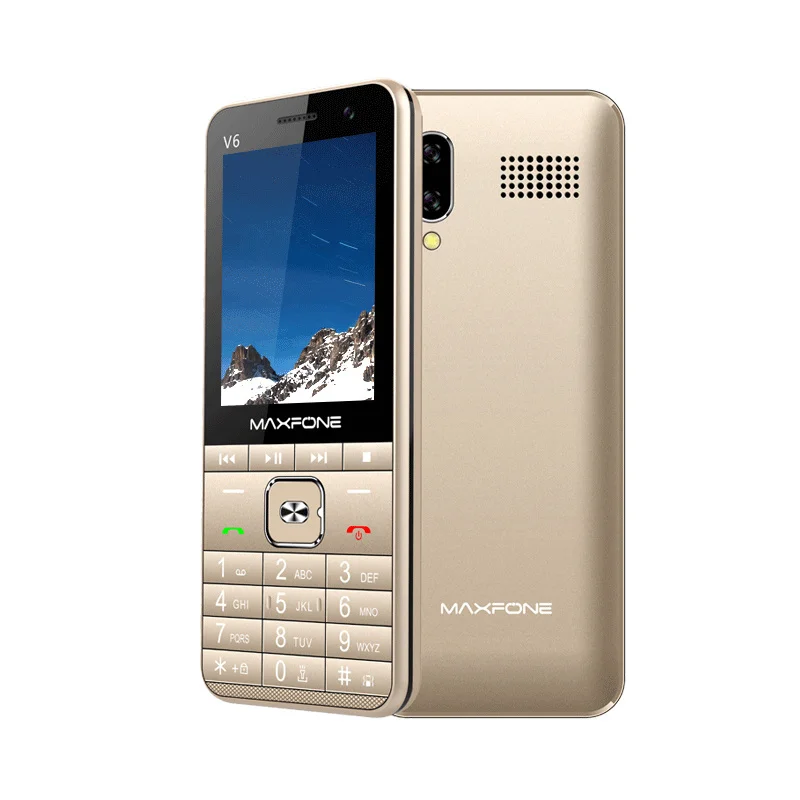 V6 MAXFONE Mobile Phone 2.8 inches Bluetooth Flashlight MP3 FM Camera BigHorn Quad Dual SIM Celular Big Russian Keyboard
V6 MAXFONE Mobile Phone 2.8 inches Bluetooth Flashlight MP3 FM Camera BigHorn Quad Dual SIM Celular Big Russian Keyboard