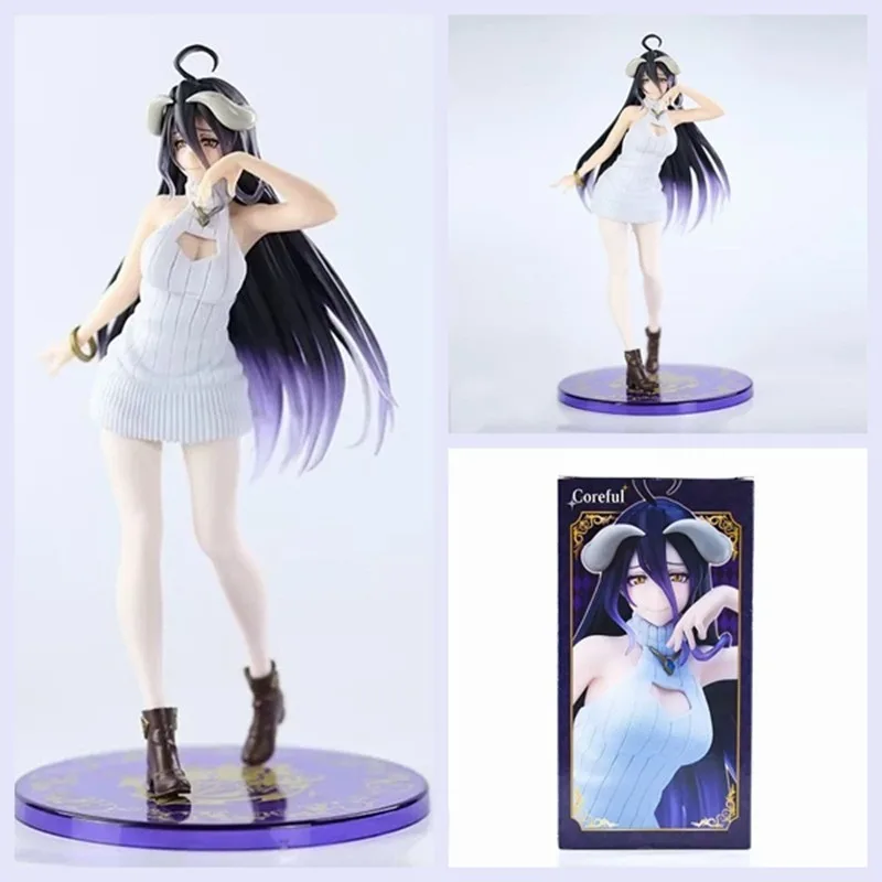 Bandai Overlord аниме фигурки альбедо белый вязаный свитер 22 см украшения из ПВХ подарки
