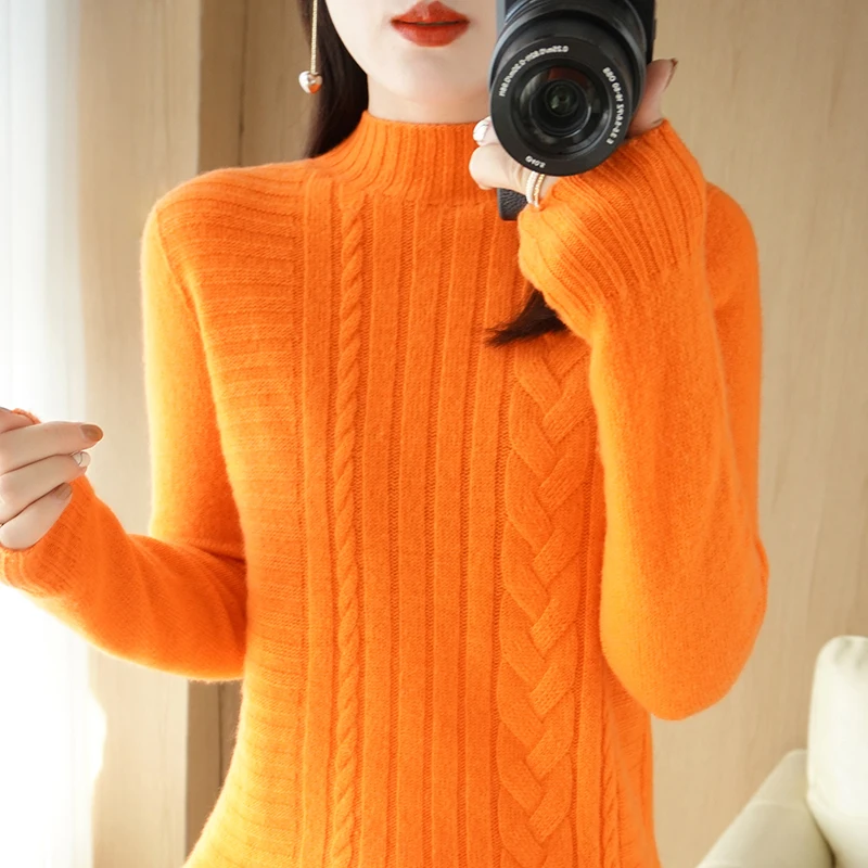 Woman's Sweater Cashmere Sweater Female Pullover Long Sleeve Half Turtleneck Casual Jumper 100% Wool Knitted Tops Clothes Coats
Woman's Sweater Cashmere Sweater Female Pullover Long Sleeve Half Turtleneck Casual Jumper 100% Wool Knitted Tops Clothes Coats