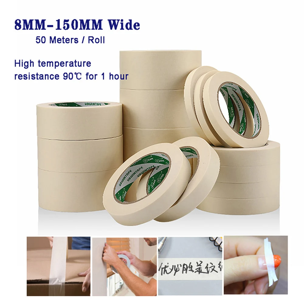 

50Meters Import Masking Tape Indoor Outdoor DIY Painter Decorating Spray Paint Writable Easy Tear No Glue Residue 90°C HIGH TEMP