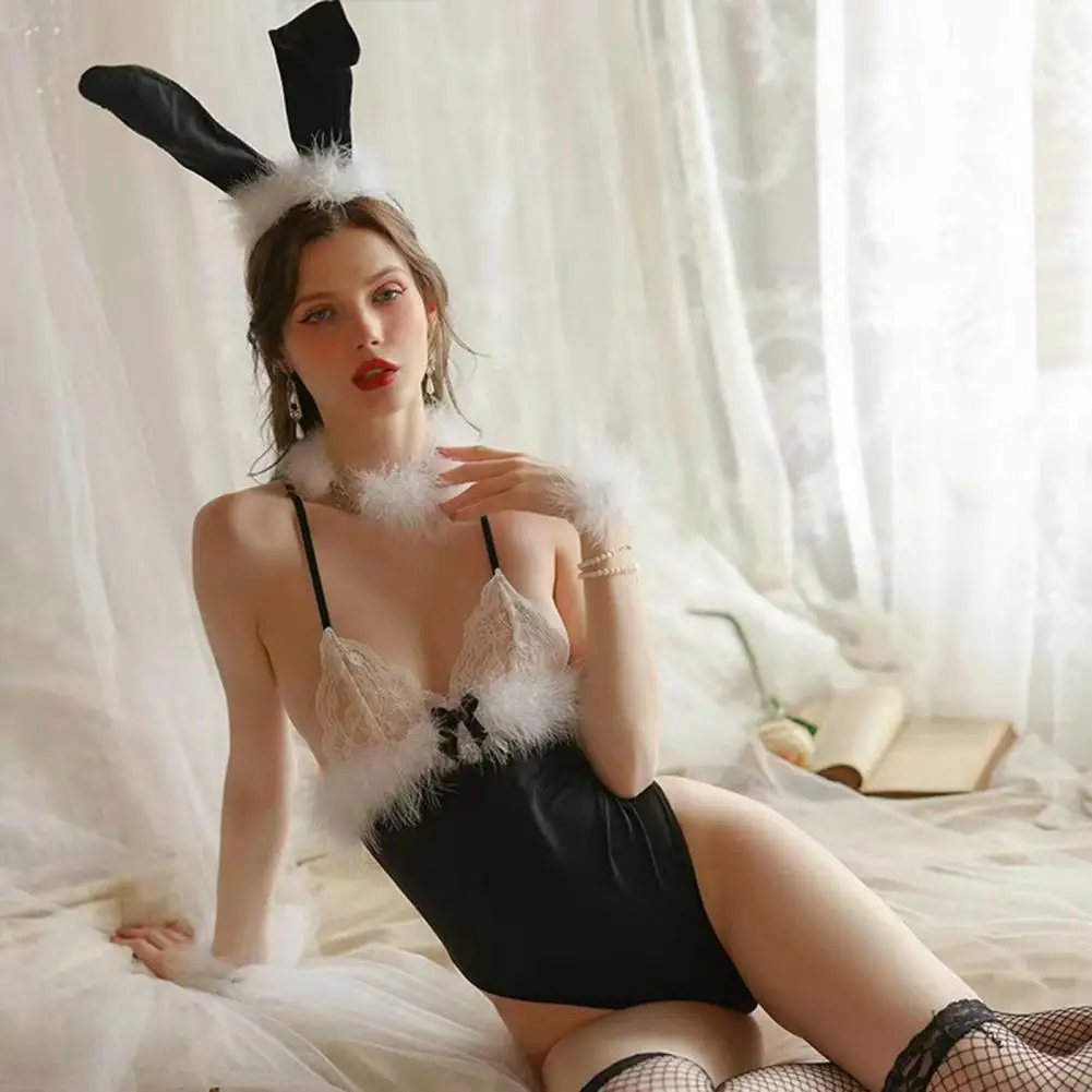 Bodysuit Set Lace Fluffy Backless Wrist Rings Nightclub Bodysuit Set Sleeveless Nightie Bodysuit Set for Wedding Night
Bodysuit Set Lace Fluffy Backless Wrist Rings Nightclub Bodysuit Set Sleeveless Nightie Bodysuit Set for Wedding Night