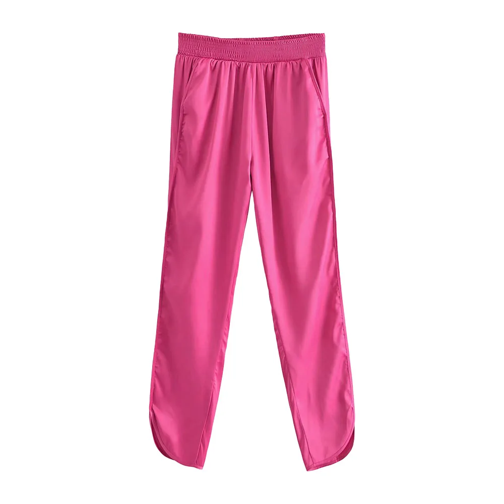 2022 women's spring and summer new slit silk satin texture pants Fashionable pockets with vertical sense all-match pants
2022 women's spring and summer new slit silk satin texture pants Fashionable pockets with vertical sense all-match pants