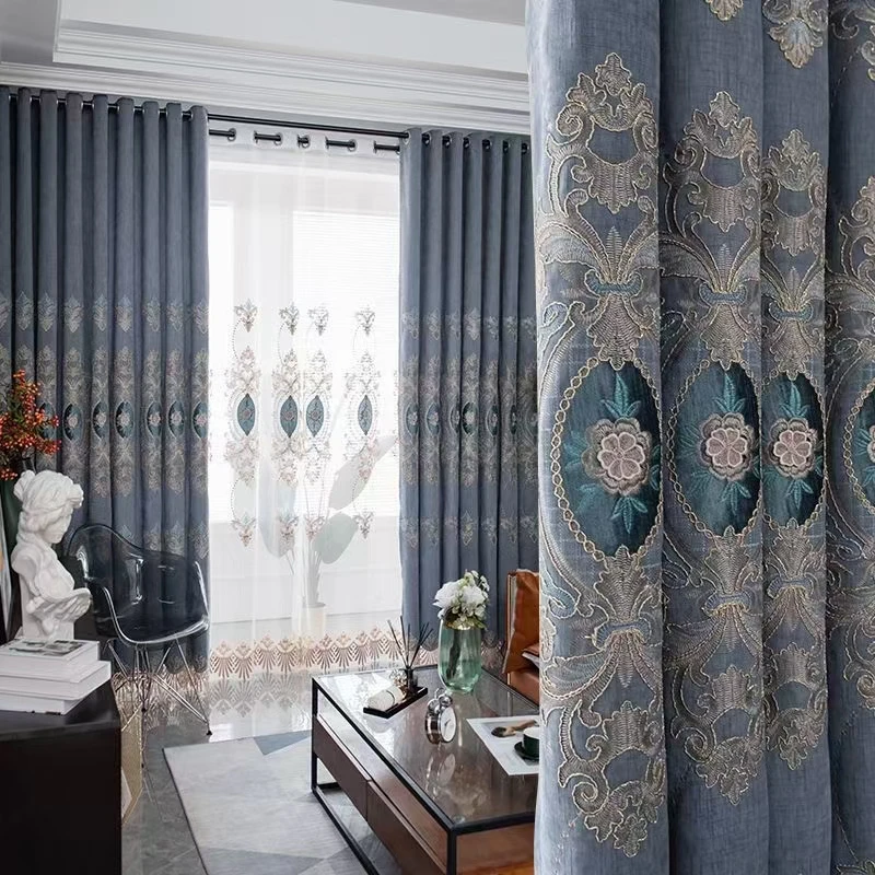 Embroidery Blackout Curtain Chenille Gray High Shading Rate Window Curtains Noble and Elegant Curtains and Sheer for Living Room
Embroidery Blackout Curtain Chenille Gray High Shading Rate Window Curtains Noble and Elegant Curtains and Sheer for Living Room
