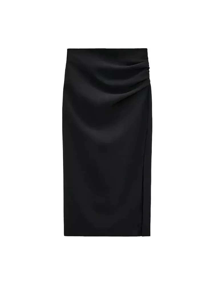 Women 2022New Chic Fashion Drape Midi Skirt Vintage High Waist Side Zipper Straight Female Black Skirts Mujer
Women 2022New Chic Fashion Drape Midi Skirt Vintage High Waist Side Zipper Straight Female Black Skirts Mujer
