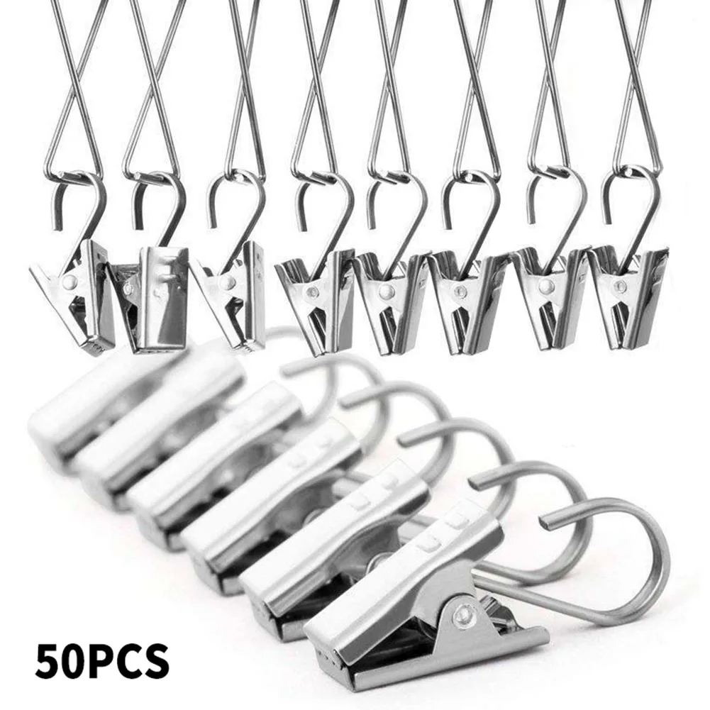 50Pcs Stainless Steel Curtain Clips With Hook Sturdy And Durable Window Curtain Hook Clips Home Window Accessories
50Pcs Stainless Steel Curtain Clips With Hook Sturdy And Durable Window Curtain Hook Clips Home Window Accessories