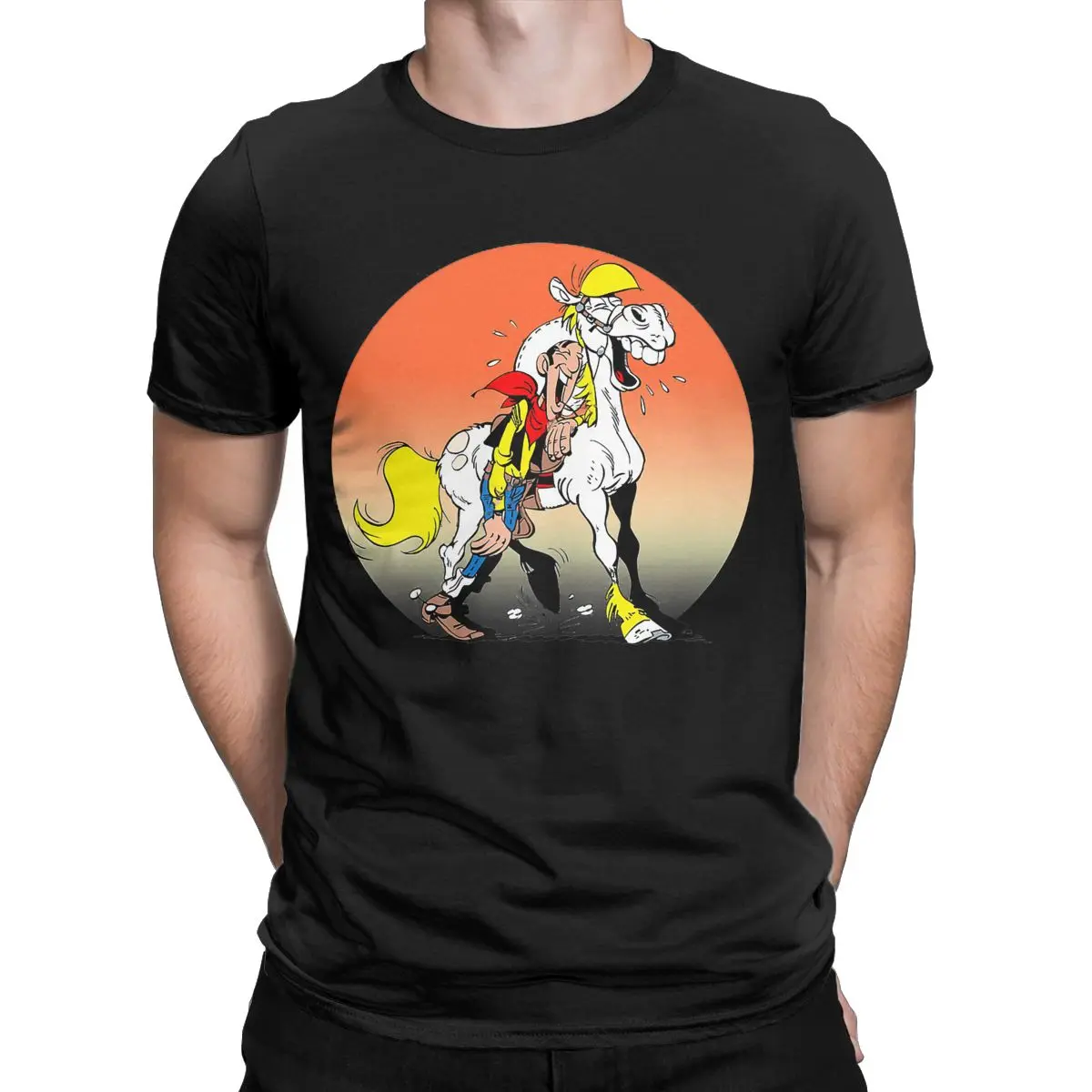 Novelty Happy Lucky Luke Cowboy Classic T Shirt for Men Crewneck Cotton T Shirt Cartoon Short Sleeve Tee Shirt Party Clothing 
Novelty Happy Lucky Luke Cowboy Classic T Shirt for Men Crewneck Cotton T Shirt Cartoon Short Sleeve Tee Shirt Party Clothing
