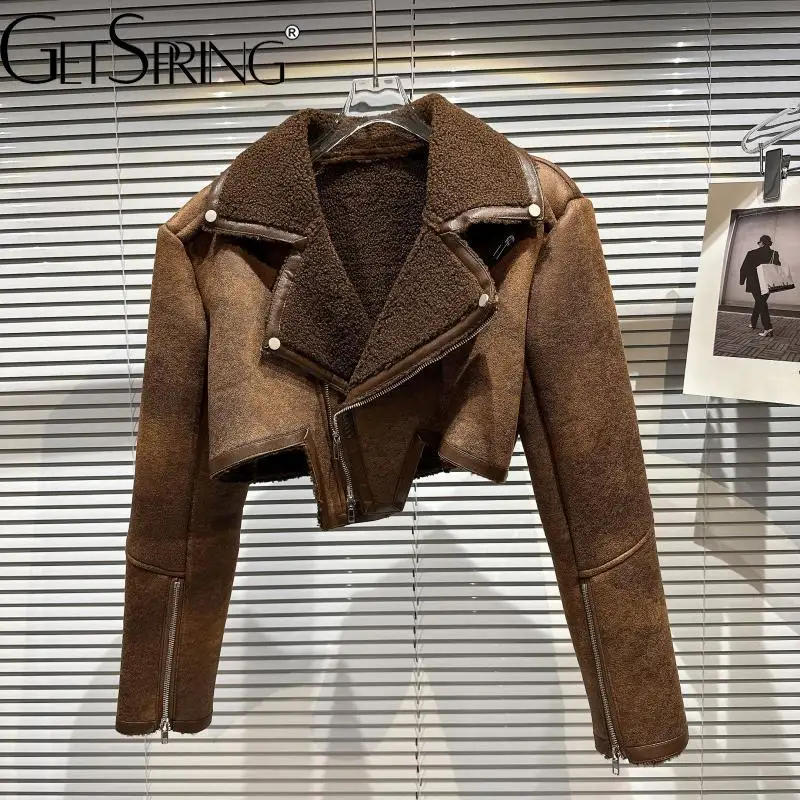 GetSpring Women Coat 2022 Winter Patchwork Zipper Motorcycle Jacket All Match Fashion Long Sleeve High Waist Short Female Tops
GetSpring Women Coat 2022 Winter Patchwork Zipper Motorcycle Jacket All Match Fashion Long Sleeve High Waist Short Female Tops