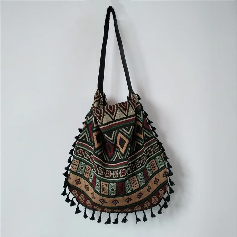 

Новая Винтажная богемная сумка через плечо с бахромой, женские сумки с кисточками в стиле бохо, в стиле хиппи, в цыганском стиле, женские сум...