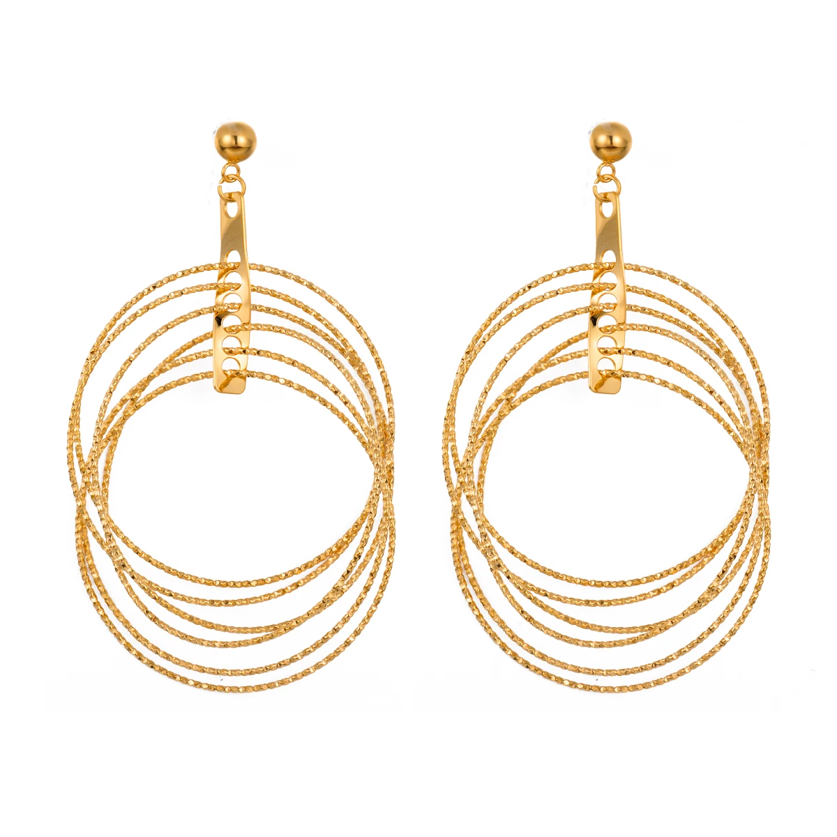 

New Multilayer Hollow Line Circle Drop Earrings For Women Stainless Steel Geometric Brincos Ear Piercing Jewelry Party