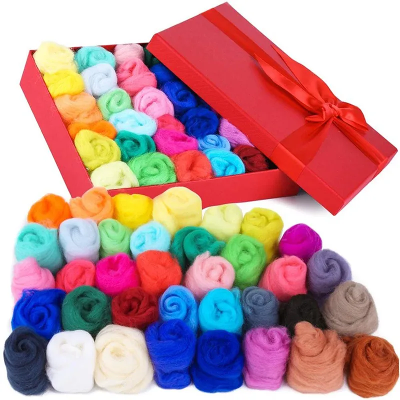 IMZAY 36 Colors Wool Roving For Wool Needle Felting Handmade With Gift Box Fibre Wool Yarn Roving As Christmas Gifts 
IMZAY 36 Colors Wool Roving For Wool Needle Felting Handmade With Gift Box Fibre Wool Yarn Roving As Christmas Gifts