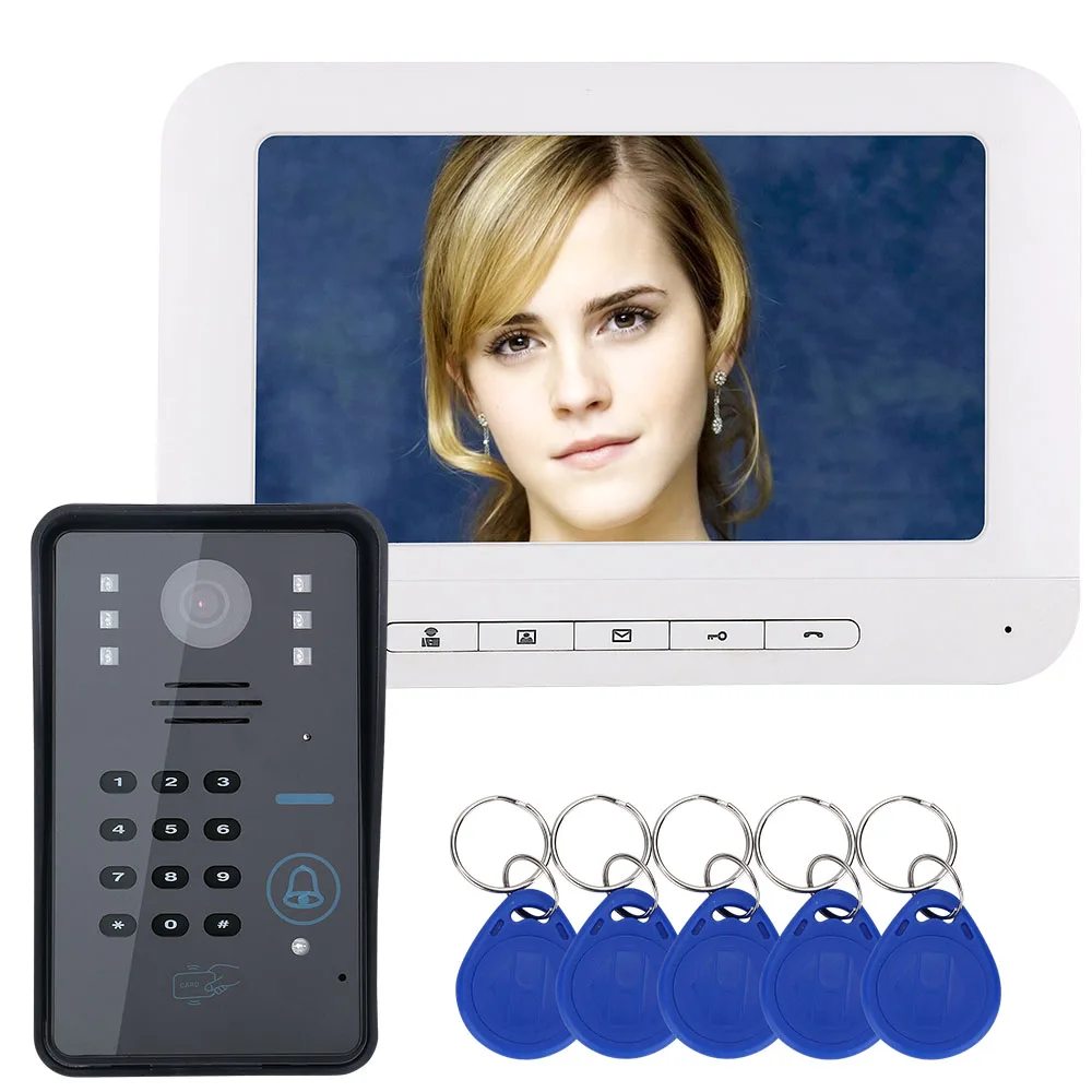 

Видеодомофон с 7-дюймовым ЖК-дисплеем, RFID-паролем, дверной звонок с ИК-камерой, система контроля доступа к ТВ-линиям 1000
